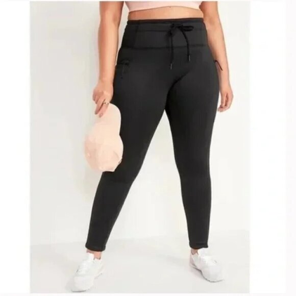 NWT - Old Navy High Rise Black Fleece Lined Zippered Side Pockets - size XXL - Picture 2 of 8